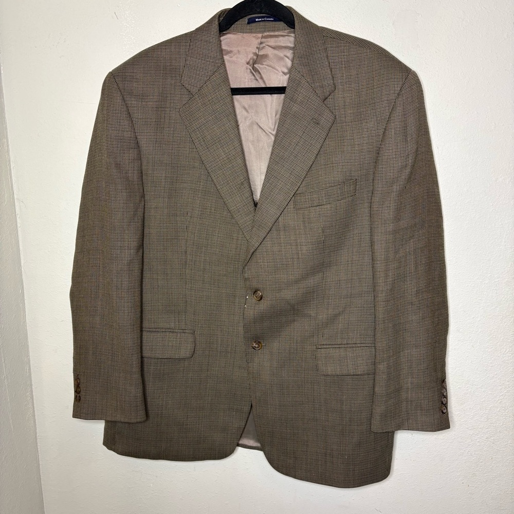 Lauren by Ralph Lauren Classic Men's Brown Plaid Two-Button Wool Blazer 2x